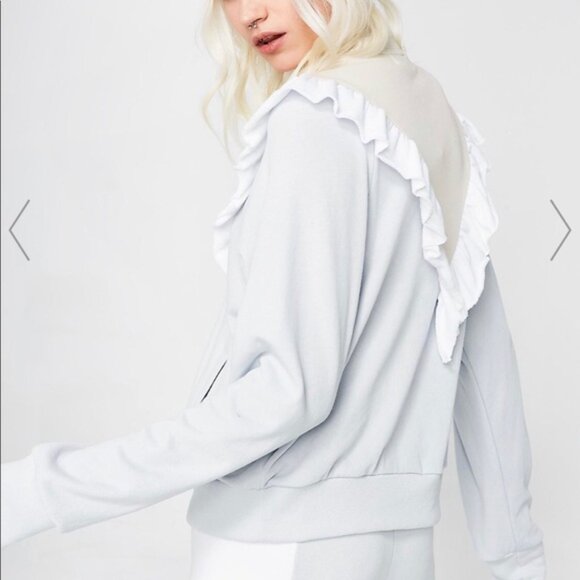 Wildfox Prima Pullover Ruffle Boho Colorblock Half Zip Sweatshirt, SIZE M - Picture 2 of 9